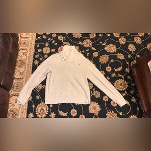 Polo Ralph Lauren 1/4 Zip Sweater Men's Large Tan Estate Rib Cotton Lightweight